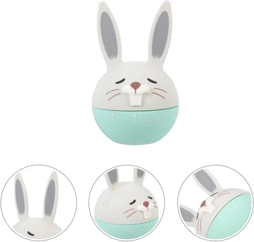 Vista 8 de Toyvian Cute Mechanical Kitchen Timer Baking Timer Small Rabbit Design Thin Green for Cooking Time Management and Classroom Use