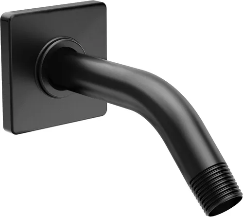 Vista 2 de Moen S133BL - Brazo de ducha estándar de 8 pulgadas con brida cuadrada moderna, negro mate