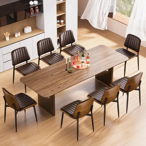 Vista 26 de YaFiti Juego de 2 sillas de comedor, sillas de comedor y cocina modernas de mediados de siglo, sillas tapizadas de piel sintética con diamantes