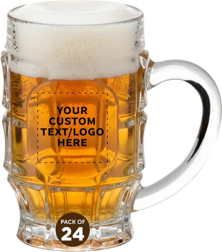 Vista 9 de Juego de 6 tazas de cerveza de vidrio con hoyuelos personalizadas, paquete a granel personalizado, utensilios de bar, ideales para festivales