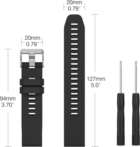 Vista 8 de MoKo Band Compatible with Garmin Fenix 7S & 6S, Soft Silicone Replacement Watch Band Strap Negro