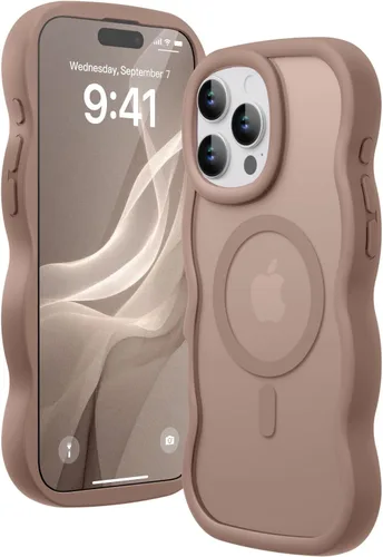 Vista 72 de Magsafe - Funda magnética para iPhone 12 Pro Max, compatible con Magsafe con marco ondulado, translúcido, mate, parte trasera dura, de silicona, a