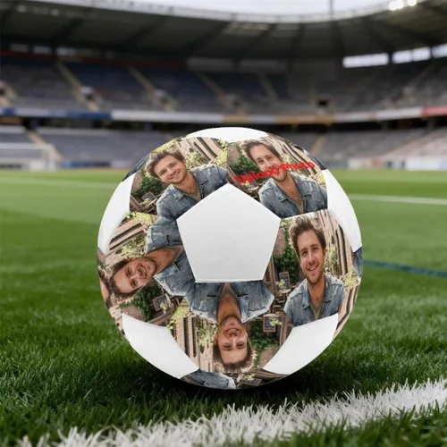 Vista 3 de Balón de fútbol personalizado, texto con nombre con foto, tamaño oficial 5, piel sintética, entrenamiento de fútbol para regalo deportivo