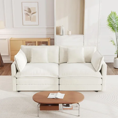 Vista 46 de Sofá modular de felpilla de 111.4 pulgadas, moderno juego de sofá de 3 asientos con asiento profundo, cómodo sofá nube con cojín de espuma doble