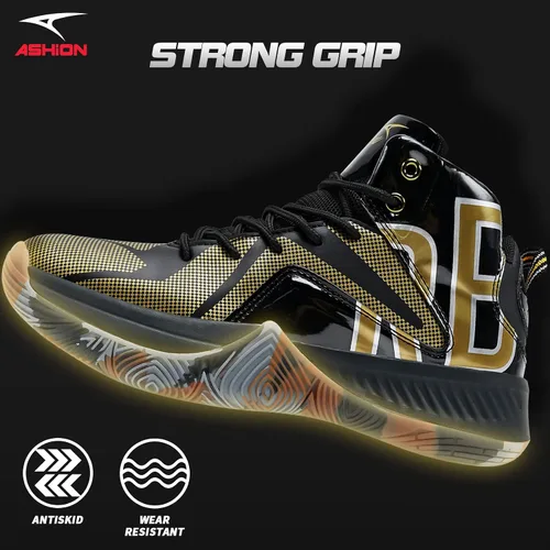 Vista 4 de ASHION Zapatos deportivos de baloncesto para hombre, ligeros, transpirables, antideslizantes, para correr, caminar, medios, tenis deportivos