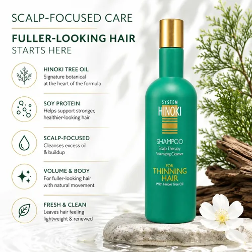 Vista 6 de Hayashi System Hinoki Champú para cabello fino, 10.1 onzas líquidas