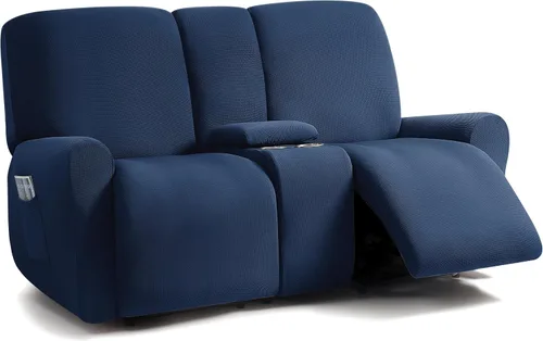 Vista 19 de ULTICOR - Juego de 8 fundas para sofá reclinable de jacquard, fundas elásticas para sofá reclinable para 3 cojines, fundas gruesas, suaves y Gris