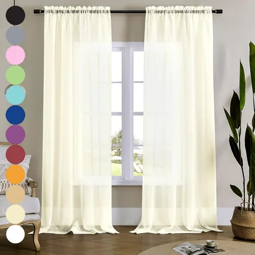 Vista 12 de MYSTIC-HOME Juego de cortinas de niveles transparentes blancas para cocina de 24 pulgadas de largo, tratamiento de cortinas para ventanas pequeñas
