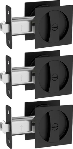Vista 7 de Haidms Accesorios de puerta de bolsillo de níquel cepillado, cerradura de puerta de bolsillo cuadrado, manijas de puerta de bolsillo de aleación
