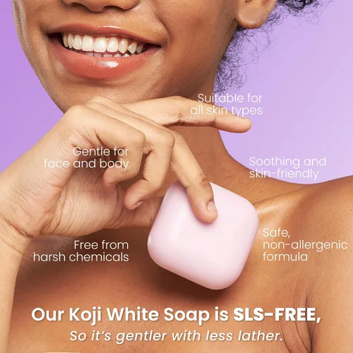 Vista 7 de Koji White Jabón iluminador de piel con ácido kójico y ácido hialurónico para hidratar, hidratante facial, radiante de piel, barra limpiadora