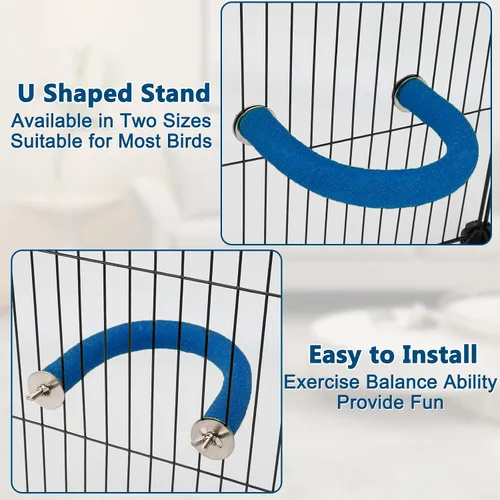 Vista 7 de Rypet Percha para Loros de Superficie Rugosa - Perchas de Arena de Cuarzo para Jaula de Pájaros para Pequeños Periquitos, Cacatúas, Conures