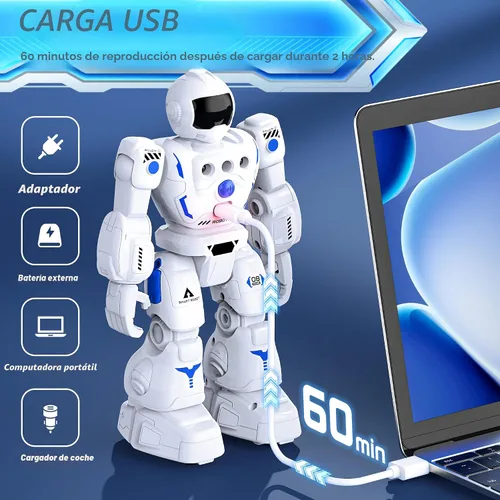 Vista 5 de Juguetes de robot para niños de 3 a 5 años, regalo de robots 2-Blanco