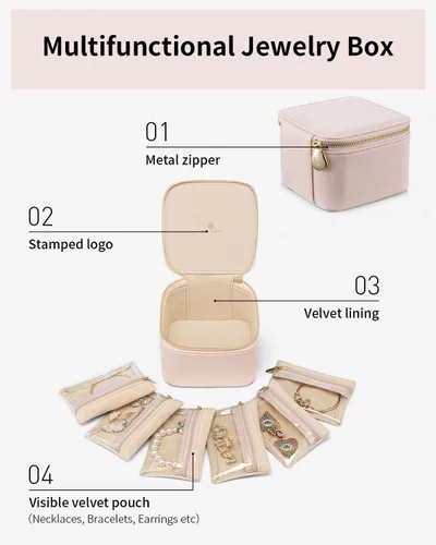 Vista 5 de Vlando Regalos para profesores, joyero con 6 bolsas de terciopelo para joyas, almacenamiento de joyas de viaje para mujeres y niñas, organizador
