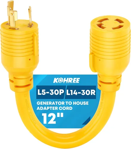 Vista 10 de Kohree Cable adaptador de generador NEMA 5-15P a L14-30R, adaptador de 3 clavijas a 4 clavijas, STW 10 AWG 12 pulgadas, generador macho de 15