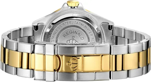Vista 4 de MASTOP Reloj GMT para hombre de moda con bisel giratorio con esfera verde de cuarzo de acero inoxidable con banda dorada, Verde, Moderno