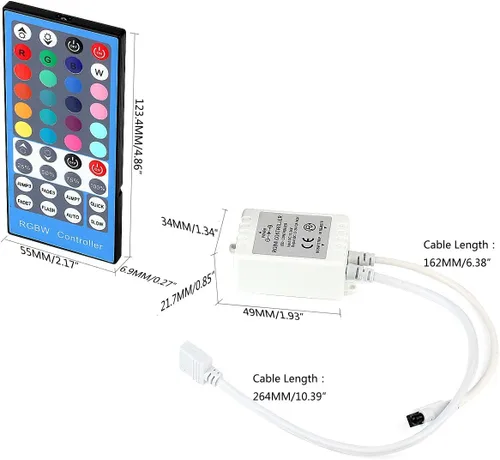 Vista 6 de SUPERNIGHT RGBW - Tira de luz LED control remoto, atenuador para RGB+luz de tira blanca RGBWW, control remoto inalámbrico IR de 40 teclas para luces