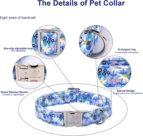 Vista 205 de Collar para perros del 4 de julio, collares patrióticos azules para cachorros y perros pequeños, ligero y ajustable 1776 collares para cachorros