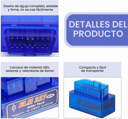 Vista 3 de Escáner OBD2, ELM327 V2.1 Herramienta de diagnóstico Bluetooth, lector universal de código de automóvil para Android iOS, monitor de datos