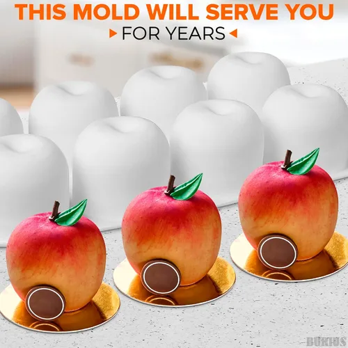 Vista 9 de Molde de silicona de manzana de 8 cavidades, molde de manzana de 11.22 x 6.69 x 2.3 pulgadas para hornear vacaciones, mousse, pasteles, gelatina