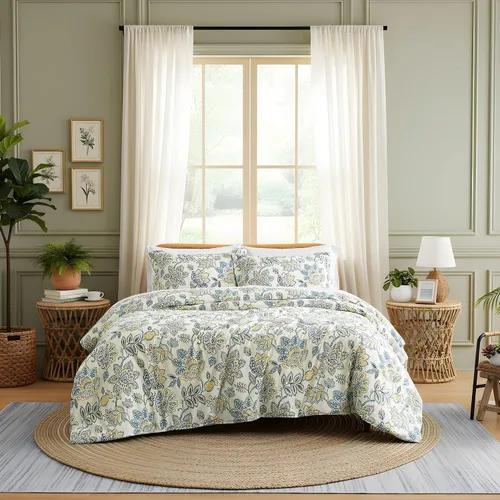 Vista 41 de Southshore Fine Linens - Juego de fundas para edredón de gran tamaño, 3 piezas 22 - Boho Paisley Azul Ceniza