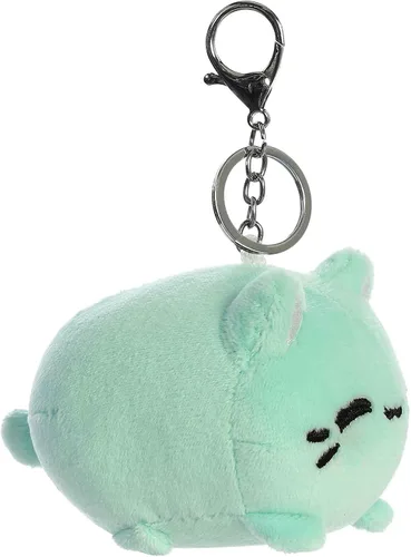 Vista 3 de Aurora Encantador llavero Meowchi de menta de durazno sabroso, diseño brillante y colorido, peluche de exhibición, menta, 3.5 pulgadas