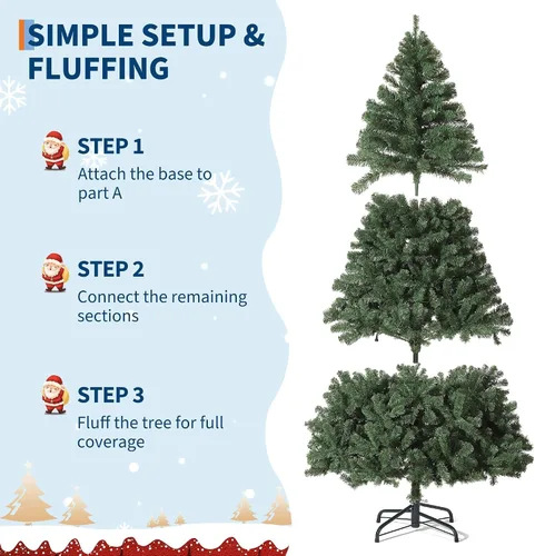 Vista 7 de Árbol de Navidad preiluminado de 6 pies con 210 luces Verde-clásico