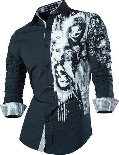 Vista 35 de JZS041, camisa de vestir de manga larga para hombre