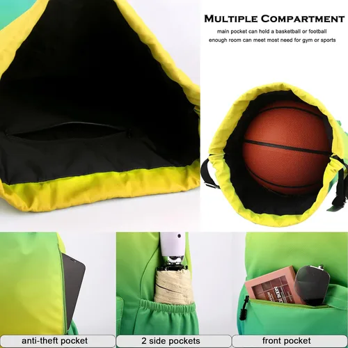 Vista 3 de Mochila con cordón para mujer, bolsa de gimnasio con cordón, resistente al agua, pequeña bolsa de cincha