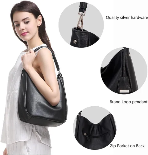 Vista 5 de DAVIDJONES - Bolso tipo Hobo de piel sintética suave para mujer, bolso cruzado mediano, bolso de hombro con asa superior, Bolso Hobo clásico simple