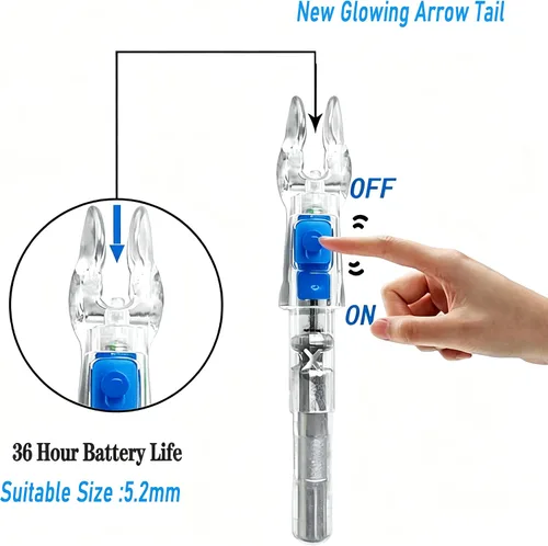 Vista 4 de 6 Pack X Lighted Arrow Nocks LED Archery Nocks for .204" 5.2mm Shafts Auto-Illuminated LED with ON/OFF Switch, High Visibility, Impact Resistant