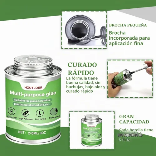 Vista 3 de Super pegamento multiusos Adhesivo transparente de alta resistencia con cepillo para caucho, PVC, acrílico, madera, cerámica, cuero, plástico