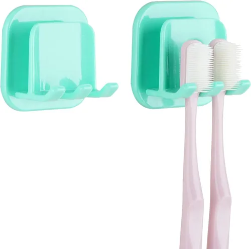 Vista 15 de 2 soportes autoadhesivos para cepillos de dientes montados en la pared, gancho para cepillos de dientes a prueba de agua, 3 en 1 con soporte