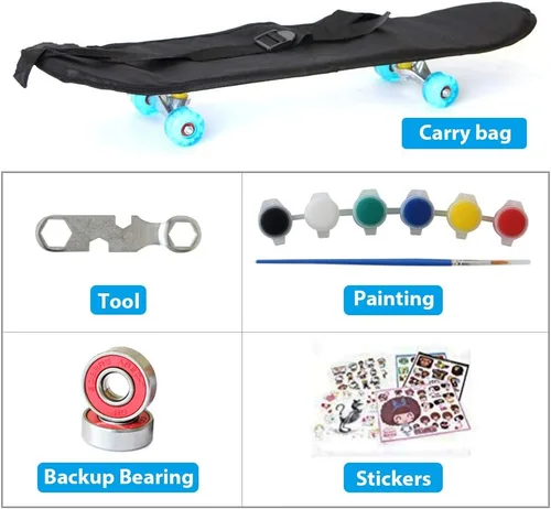 Vista 6 de PHOEROS Complete Skateboards- Standard Skateboards for Beginners Kids Boys Girls Teenager- 31''x 8''Canadian Maple Cruiser Pro Skate Board