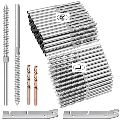 Vista 11 de BLIKA Paquete de 100 barandillas de cable negro de 1/8 de pulgada, tornillos de retraso para postes de madera, acero inoxidable T316, kit