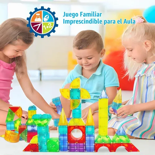 Vista 7 de Huaker 66 bloques de construcción magnéticos, juguetes STEM translúcidos 3D para mayores de 3 años