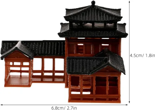 Vista 3 de B0D5DC8MHG Estatua japonesa en miniatura, decoración de pecera de plástico hecha a mano, adorno de jardín asiático, modelo de arquitectura antigua