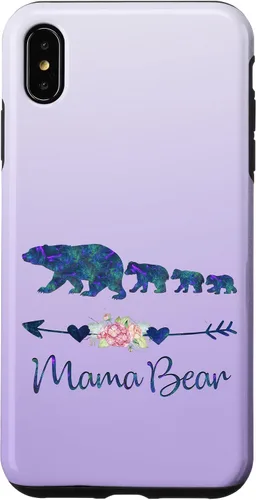 Vista 11 de Teal Blue Purple Floral Mama Bear Three Cubs Silver Purple Case for iPhone 17