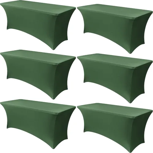 Vista 28 de Obstal Paquete de 6 Fundas de Mesa Elásticas de Spandex para Mesas de 6 Pies - Mantel Rectangular Universal Ajustado de 6 Pies Protector para Bodas