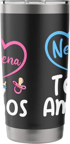 Vista 4 de Nene o Nena Te Amamos Spanish Mexican Gender Reveal - Vaso aislado de acero inoxidable a juego Negro