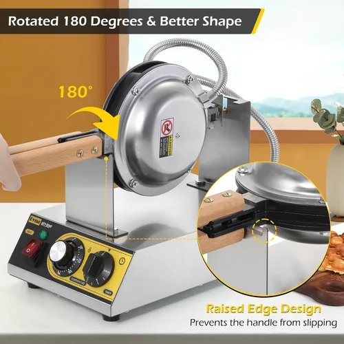 Vista 3 de Dyna-Living Burbuja Waffle Maker Comercial Bubble Waffle Iron 1400W Máquina eléctrica de acero inoxidable Hong Kong, máquina de gofres de hojaldre