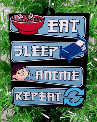 Vista 2 de Adorno navideño de anime: come, duerme, anime, repite (A88)