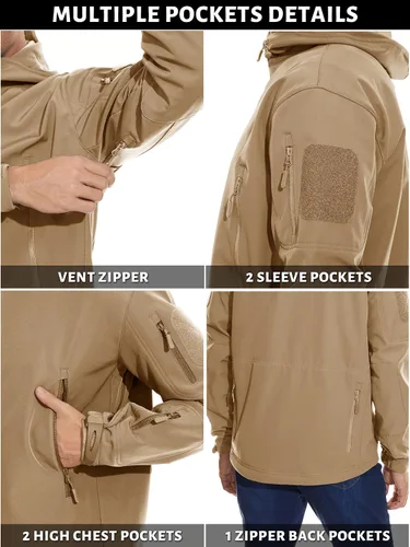 Vista 4 de Tacvasen - Chaqueta militar de operaciones especiales con forro suave, para hombre