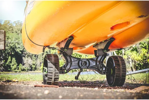 Vista 3 de RAILBLAZA C-Tug R - Carrito de kayak resistente con ruedas sin pinchazos, rieles de casco ajustables y capacidad de carga de 220 libras