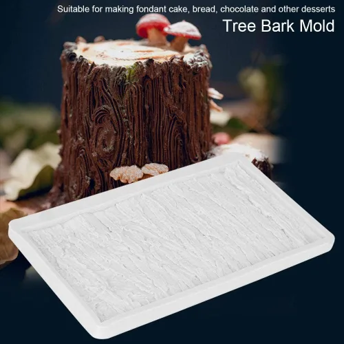 Vista 3 de Zerodis Alfombrilla antiadherente de impresión de fondant con forma de corteza de árbol, de grado alimenticio, de silicona, pan, postres