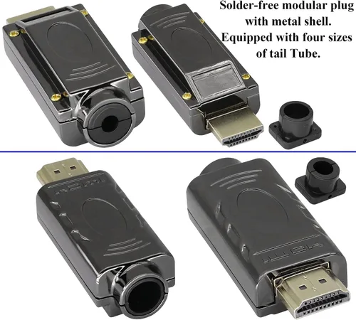 Vista 8 de Adaptador de terminal de tornillo HDMI sin soldadura, módulo HDMI macho sin soldadura, caja de conexiones, conector de cable HD, módulo de señal