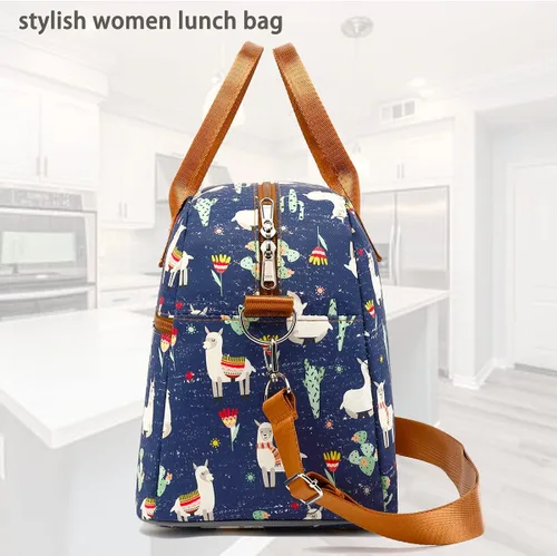 Vista 6 de FlowFly Fiambrera térmica con correa de hombro y asas para mujer, hombre y niños, amplia y reutilizable, congelable, bolso organizador de alimentos
