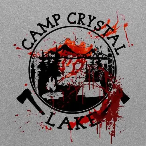 Vista 2 de Pop Threads Camp Crystal Lake Counselor Staff Bloody Horror Graphic Camiseta para hombre