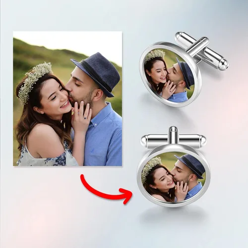 Vista 4 de Personalized Master 2-3 pares de gemelos de boda para hombres, esposo, con foto personalizada, conjunto de gemelos para boda, novio