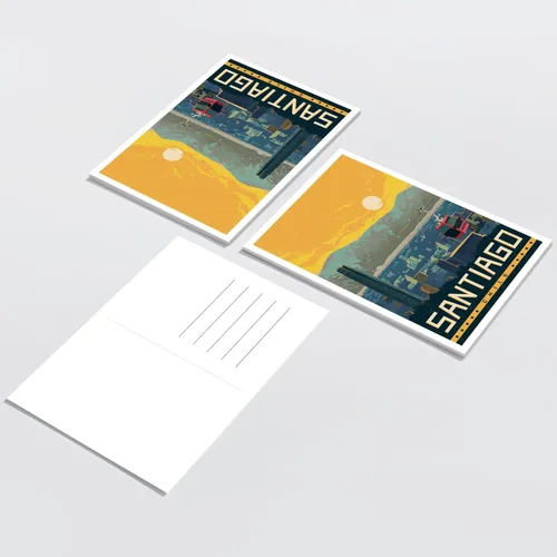 Vista 3 de gaeaverse Tarjetas postales de paisaje de Santiago Chile, 9 unidades, diseño de ciudades del mundo, tarjetas de felicitación para negocios, viajes