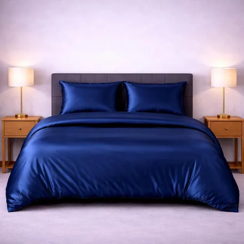 Vista 32 de Juego de funda de edredón de satén de seda – Juego de ropa de cama de lujo de 4 piezas con 1 funda de edredón, 1 sábana bajera